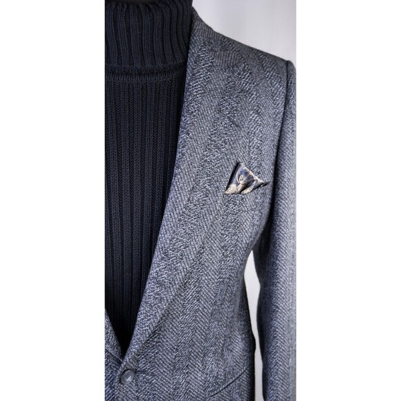 Yves Saint Laurent YSL Mens Size 40R Sport Coat Blazer Vintage Textured Blue EUC - Picture 4 of 14